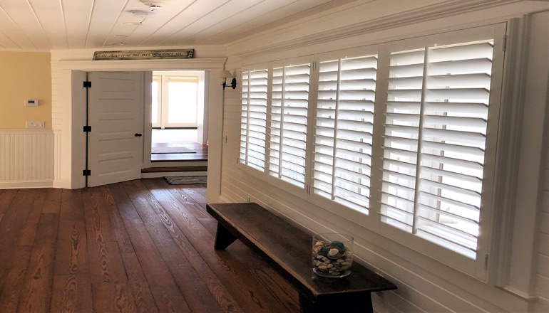 Faux wood plantation shutters in Destin